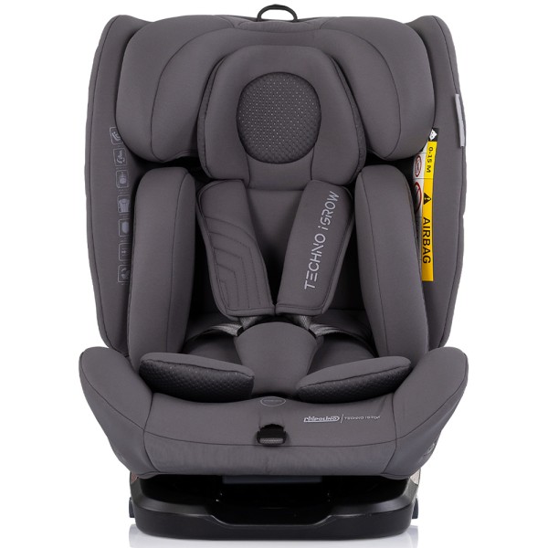 Scaun auto Chipolino Techno iGrow I-Size 40-150 cm cu sistem Isofix si sezut rotativ charcoal
