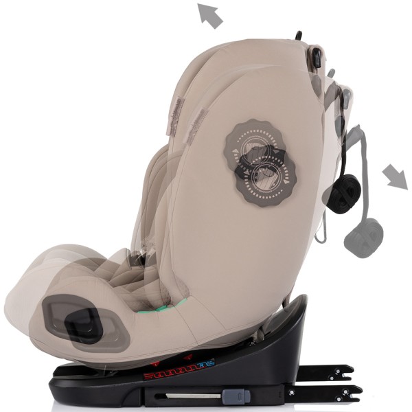 Scaun auto Chipolino Techno iGrow I-Size 40-150 cm cu sistem Isofix si sezut rotativ latte