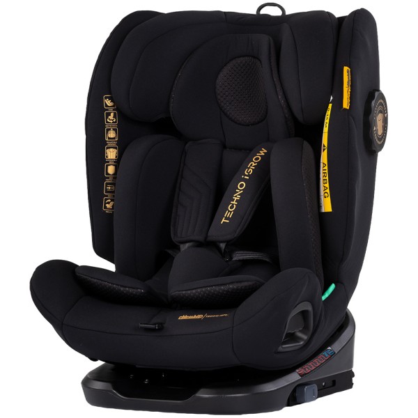 Scaun auto Chipolino Techno iGrow I-Size 40-150 cm cu sistem Isofix si sezut rotativ noir