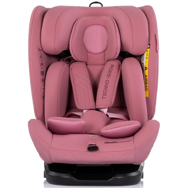 Scaun auto Chipolino Techno iGrow I-Size 40-150 cm cu sistem Isofix si sezut rotativ powder pink
