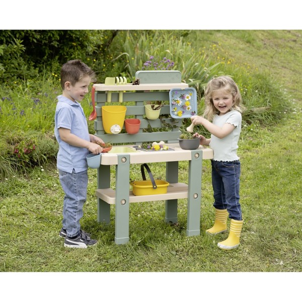 Bucatarie copii Smoby Mud Kitchen cu 15 accesorii