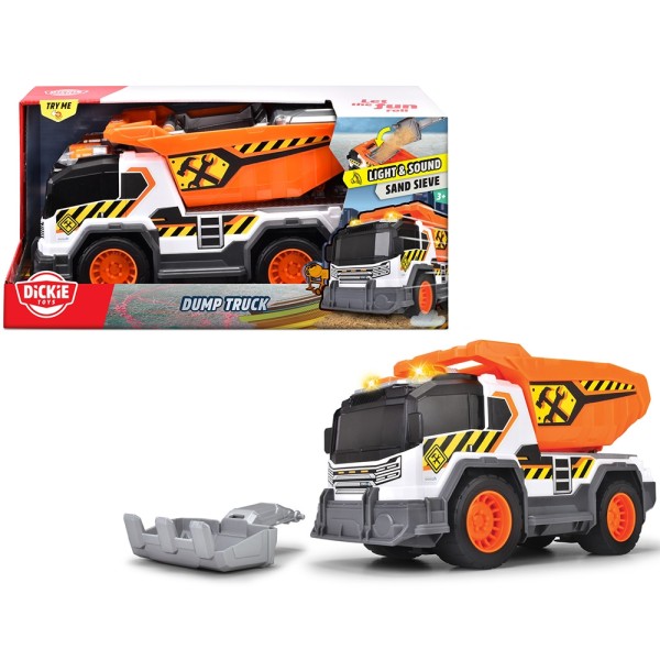 Camion de jucarie,  constructie Dickie Toys Dump Truck 30 cm cu lumini si sunete