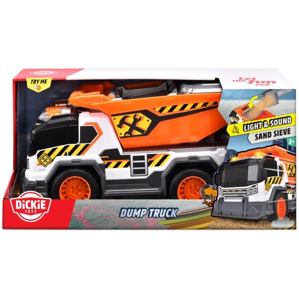 Camion de jucarie,  constructie Dickie Toys Dump Truck 30 cm cu lumini si sunete