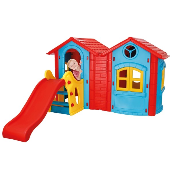 Casuta cu tobogan pentru copii Pilsan Double Happy House blue Casuta cu tobogan pentru copii Pilsan Double Happy House blue