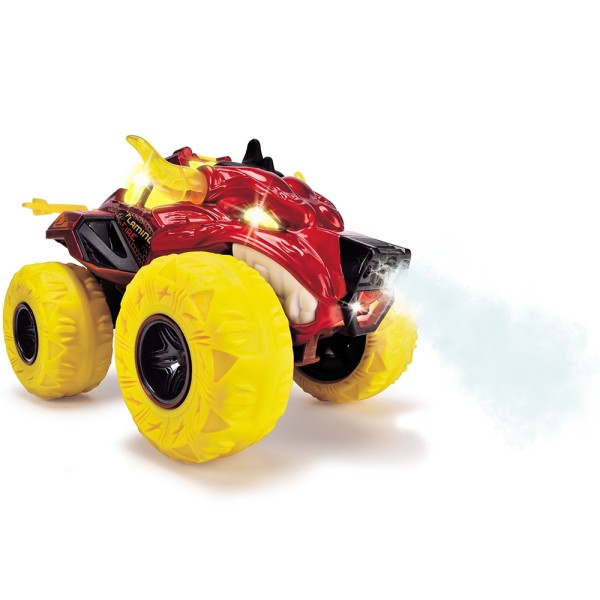 Masina Dickie Toys Flaming Fire Monster 25 cm rosu cu lumini si sunete