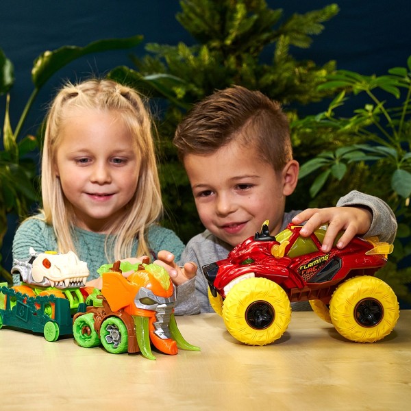 Masina Dickie Toys Flaming Fire Monster 25 cm rosu cu lumini si sunete