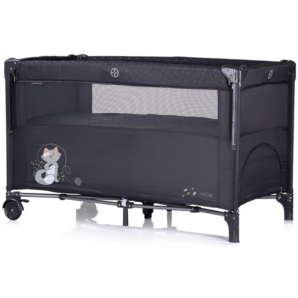 Patut pliabil Chipolino Relax anthracite cu laterala culisanta Patut pliabil Chipolino Relax anthracite cu laterala culisanta