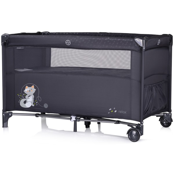Patut pliabil Chipolino Relax anthracite cu laterala culisanta Patut pliabil Chipolino Relax anthracite cu laterala culisanta