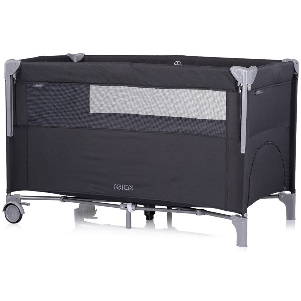 Patut pliabil Chipolino Relax anthracite linen cu laterala culisanta