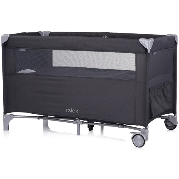 Patut pliabil Chipolino Relax anthracite linen cu laterala culisanta