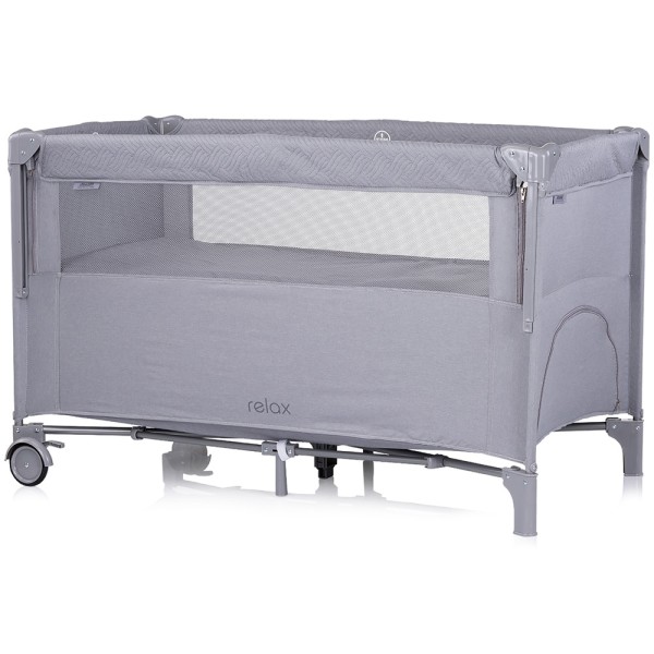 Patut pliabil Chipolino Relax cloud linen cu laterala culisanta
