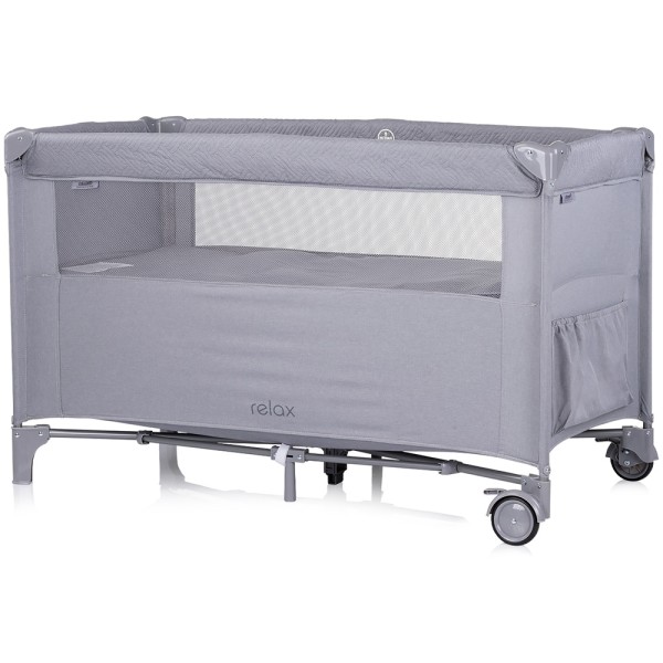 Patut pliabil Chipolino Relax cloud linen cu laterala culisanta