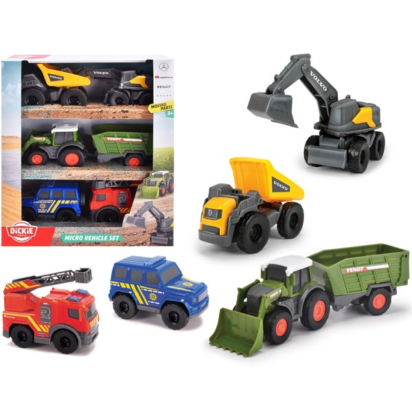 Set Dickie Toys Micro City Team 9 cm cu 5 vehicule