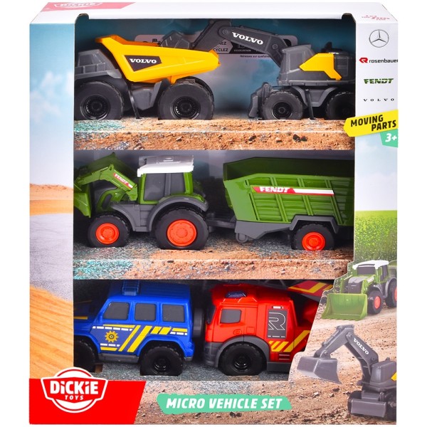 Set Dickie Toys Micro City Team 9 cm cu 5 vehicule
