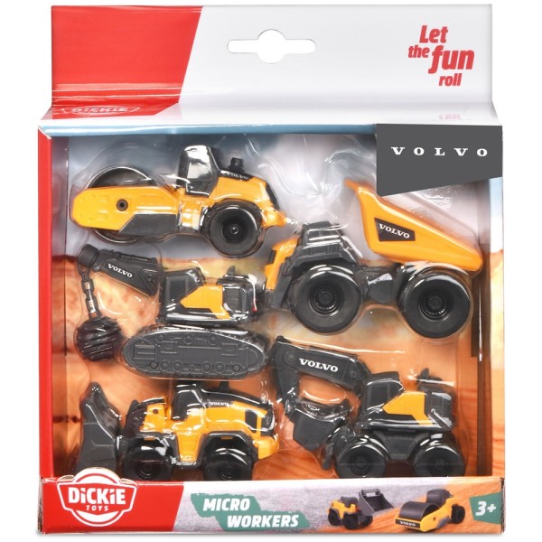 Set Dickie Toys Volvo Micro Workers 9 cm cu 5 vehicule
