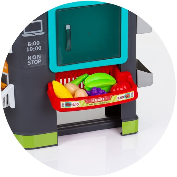 Set jucarie Chipolino Supermarket 87 cm cu lumini, sunete si 81 accesorii