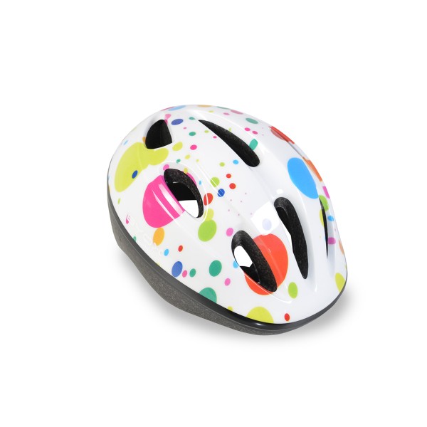 Cască de protectie Copii Byox Y03 Dots Multicolor cu LED și Ventilație – Mărime Reglabilă 48–54 cm, Tehnologie Out-Mold, 210g