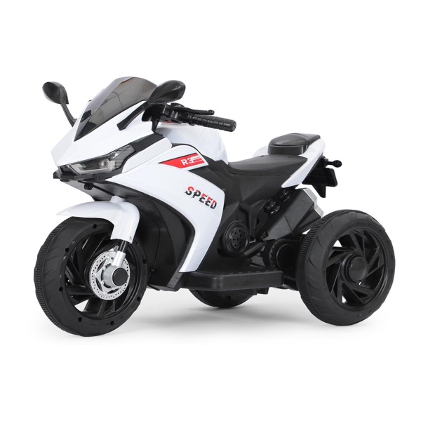 Motocicletă electrică pentru copii Moni Hurricane White 6V 7Ah cu lumini LED, MP3 și USB, 3-8 ani, 30 kg