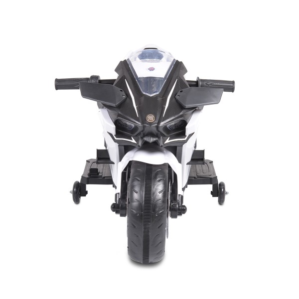 Motocicletă Electrică pentru Copii Moni Ninja Duo White 12V 7Ah, 3-8 Ani, Lumini LED, MP3, Reglare Viteză din Mâner