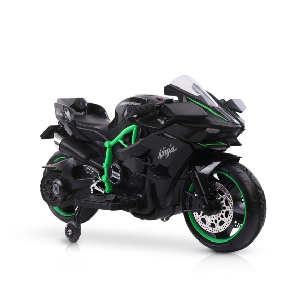 Motocicletă Electrică pentru Copii Moni Ninja Duo Black 12V 7Ah, 3-8 Ani, Lumini LED, MP3, Reglare Viteză din Mâner