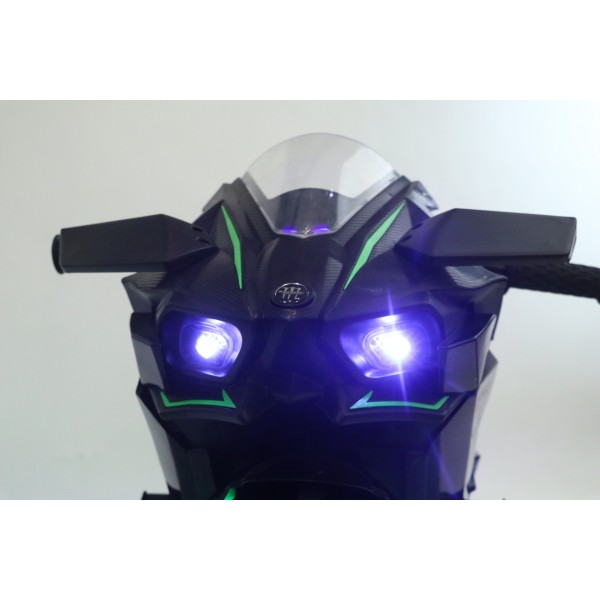 Motocicletă Electrică pentru Copii Moni Ninja Duo Black 12V 7Ah, 3-8 Ani, Lumini LED, MP3, Reglare Viteză din Mâner