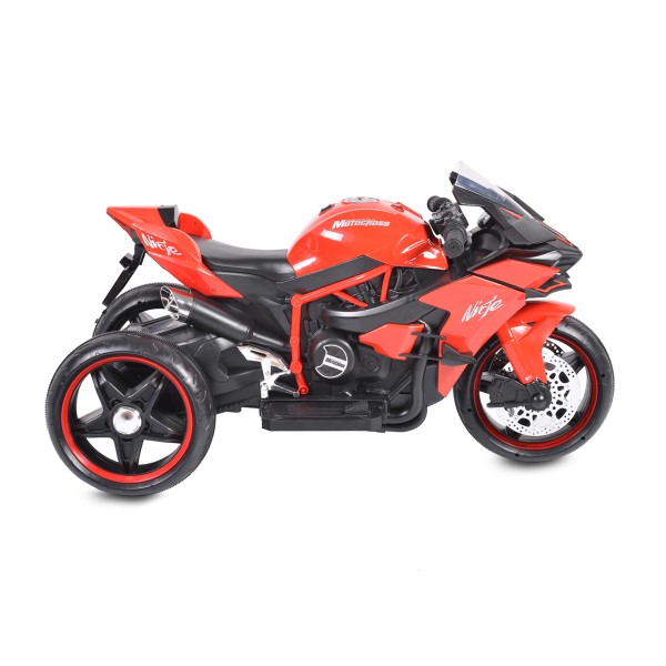 Motocicletă Electrică pentru Copii Moni Ninja Red 12V 7Ah, 3-8 Ani, Lumini LED, MP3, Viteză 7 km/h, Roți Luminoase