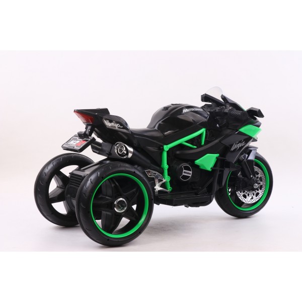 Motocicletă Electrică pentru Copii Moni Ninja Black 12V 7Ah, 3-8 Ani, Lumini LED, MP3, Viteză 7 km/h, Roți Luminoase