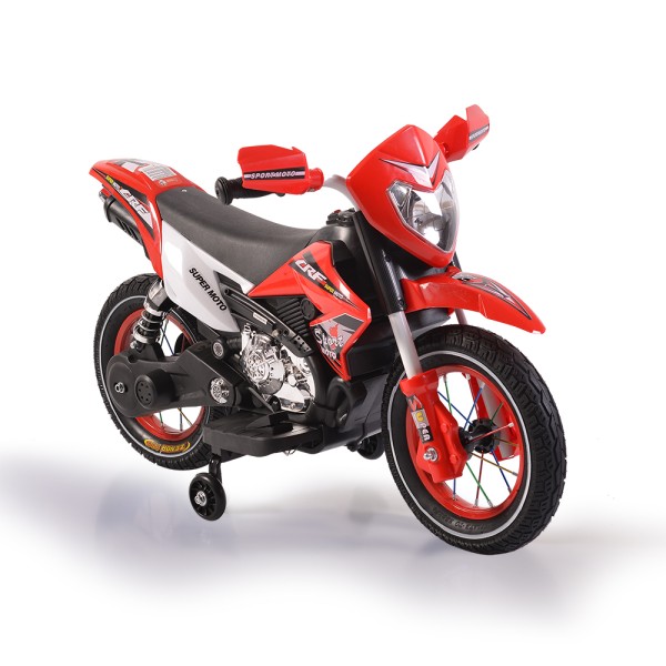 Motocicletă electrică copii Moni Super Moto Red 6V – cu lumini, muzică și anvelope gonflabile, viteză 5 km/h, 3–8 ani