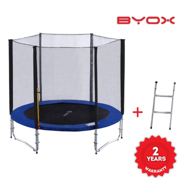 Trambulină Byox 244 cm cu plasă de siguranță, scară și husă – pentru copii și adulți, capacitate 100 kg