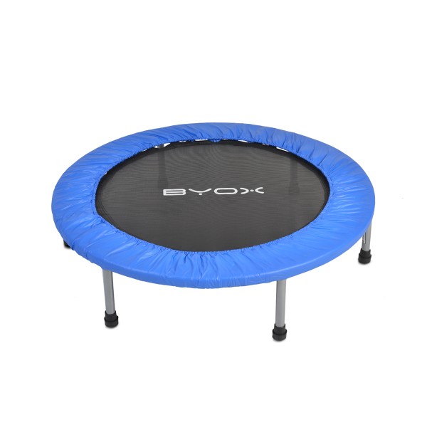Trambulină Fitness Byox Blue 101 cm (40 inch), Max. 100 kg, 34 Arcuri, pentru Copii și Adulți