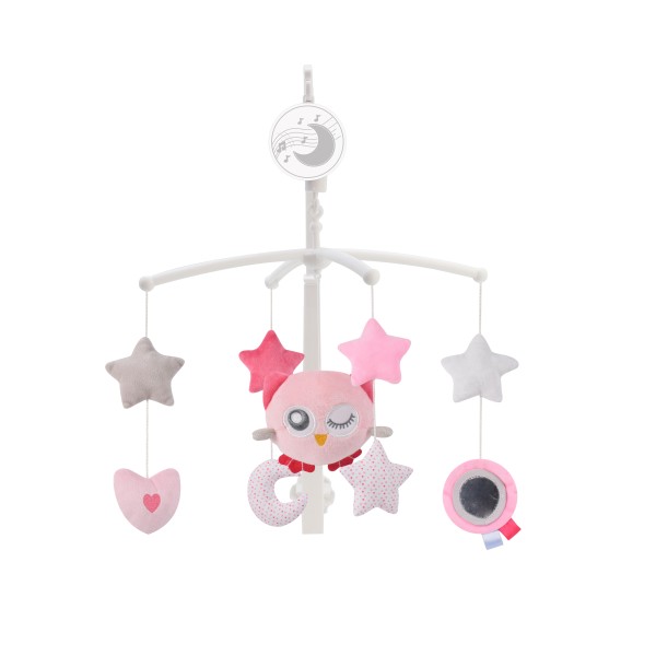Carusel Muzical Pătuț Cangaroo Dreamy Pink, Cântece de Leagăn, Mecanism de Înfășurare, Jucării Suspendate, 0 luni+