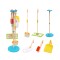 Set de curatenie pentru copii din lemn, Tooky Toy, Varsta 3 ani+, 7 piese, matura, mop, perie si suport