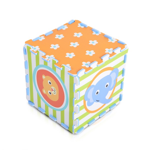 Covor Puzzle Moale cu Flori din Spumă EVA – 9 Piese Mari, 31x31 cm, Antiderapant, Moni Toys Multicolor