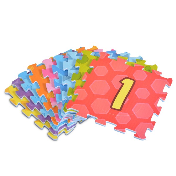 Puzzle Moale cu Numere din Spumă EVA – 9 Piese Mari, 31x31 cm, Antiderapant, Moni Toys Multicolor