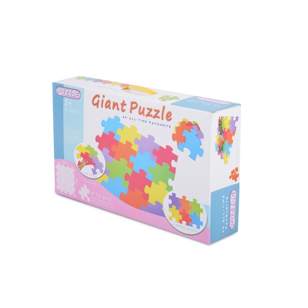Covor Puzzle Moale pentru Copii Sunta Multicolor, 16 Piese, 98x98 cm, cu 6 Texturi, Antiderapant, din Spumă EVA