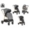 Cărucior 2în1 Cangaroo Hydra Grey, Aluminiu, Coșuleț Nou-Născut, Ham 5 Puncte, Adaptor Maxi-Cosi, 0-4 Ani