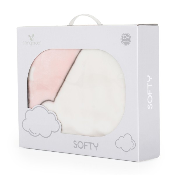Pătură Bebe Pufoasă 110x80 cm Cangaroo Sweet hugs pink – Moale și Călduroasă din Poliester, 0+ luni, Ideală pentru Pat sau Cărucior