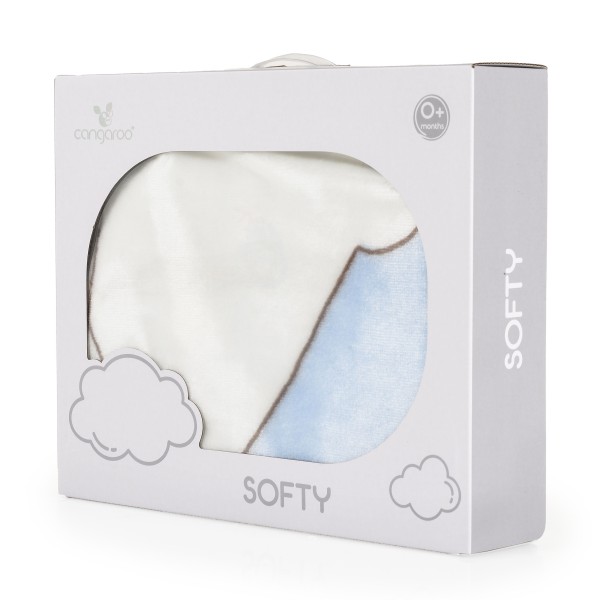Pătură Bebe Pufoasă 110x80 cm Cangaroo Sweet hugs blue – Moale și Călduroasă din Poliester, 0+ luni, Ideală pentru Pat sau Cărucior