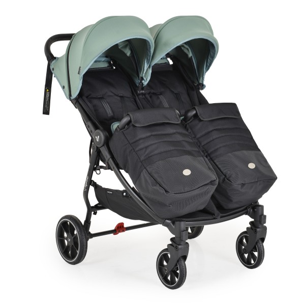 Carucior pliabil Gemeni Cangaroo 2Gether Green, 0-36 luni, 15 kg/copil, spatare reglabile, roti PU 360°