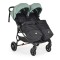 Carucior pliabil Gemeni Cangaroo 2Gether Green, 0-36 luni, 15 kg/copil, spatare reglabile, roti PU 360°