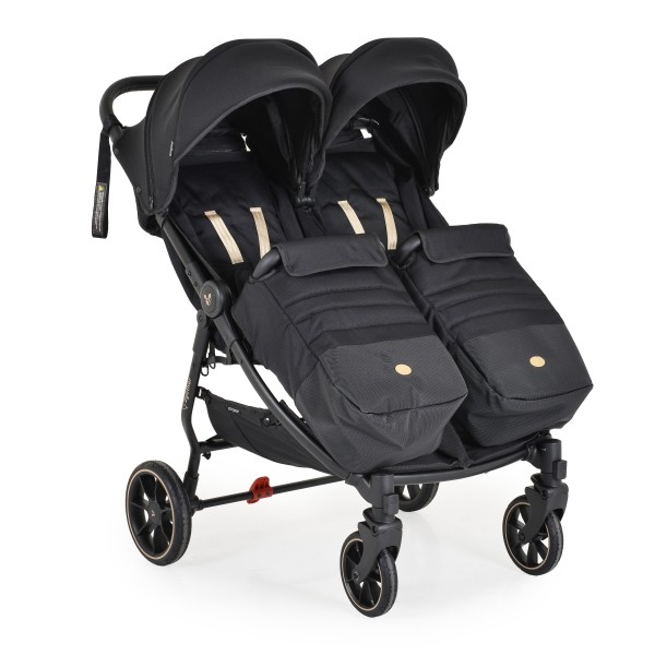 Carucior pliabil Gemeni Cangaroo 2Gether Black, 0-36 luni, 15 kg/copil, spatare reglabile, roti PU 360°