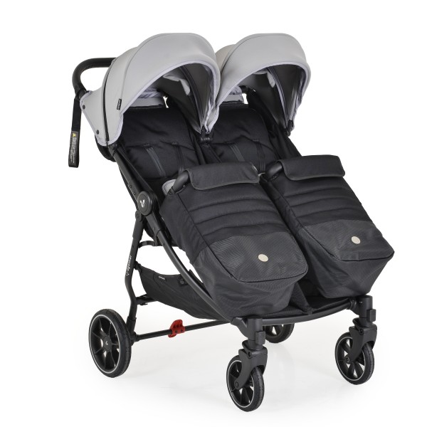 Carucior pliabil Gemeni Cangaroo 2Gether gray, 0-36 luni, 15 kg/copil, spatare reglabile, roti PU 360°