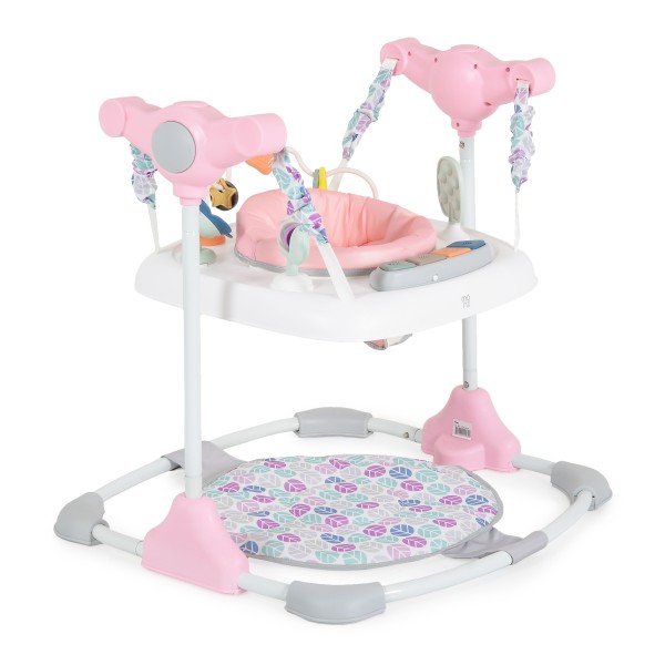 Saritor Moni Hop Pink  pentru copii, 6 luni+, 12 kg, scaun rotativ 360°, 3 niveluri inaltime, jucarii interactive, muzical
