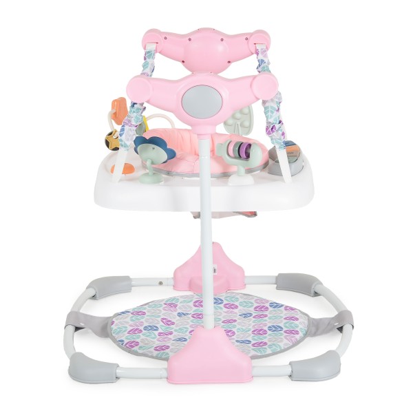 Saritor Moni Hop Pink  pentru copii, 6 luni+, 12 kg, scaun rotativ 360°, 3 niveluri inaltime, jucarii interactive, muzical