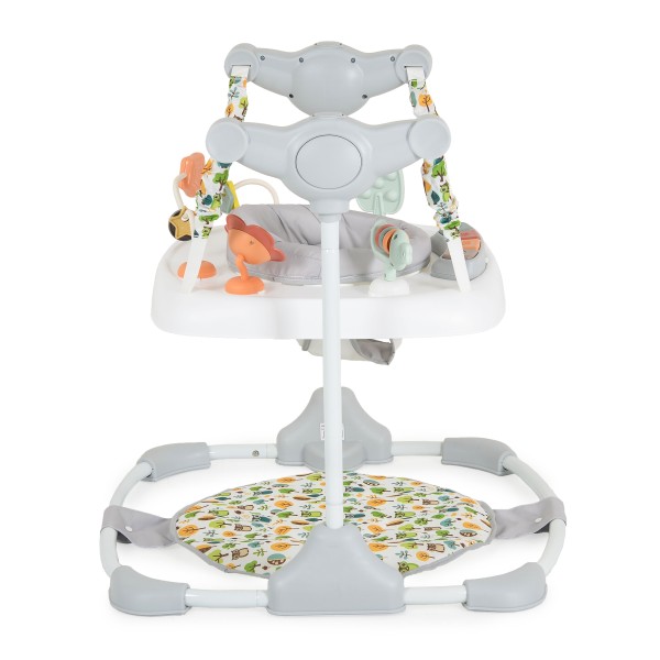 Saritor Moni Hop Grey pentru copii, 6 luni+, 12 kg, scaun rotativ 360°, 3 niveluri inaltime, jucarii interactive, muzical