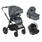 Cărucior 3in1 Cangaroo Joker Grey, Cadru Aluminiu, Scaun Auto i-SIZE Inclus, Pliere Semiautomată, Copertină UV50+, 0-4 Ani