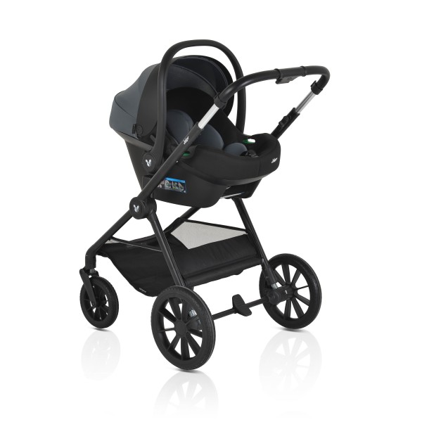 Cărucior 3in1 Cangaroo Joker Grey, Cadru Aluminiu, Scaun Auto i-SIZE Inclus, Pliere Semiautomată, Copertină UV50+, 0-4 Ani