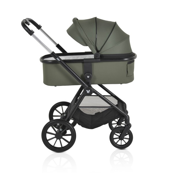 Cărucior 3in1 Cangaroo Joker Green, Cadru Aluminiu, Scaun Auto i-SIZE Inclus, Pliere Semiautomată, Copertină UV50+, 0-4 Ani