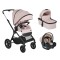 Cărucior 3in1 Cangaroo Joker Rose, Cadru Aluminiu, Scaun Auto i-SIZE Inclus, Pliere Semiautomată, Copertină UV50+, 0-4 Ani