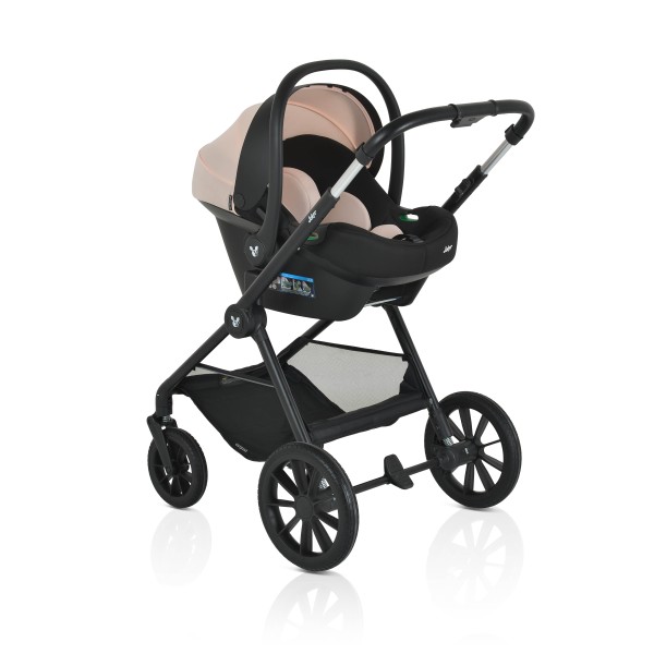 Cărucior 3in1 Cangaroo Joker Rose, Cadru Aluminiu, Scaun Auto i-SIZE Inclus, Pliere Semiautomată, Copertină UV50+, 0-4 Ani